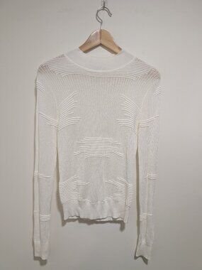 Storm & Marie | Paz Textured Mock Neck Long Sleeve Sweater In Off White